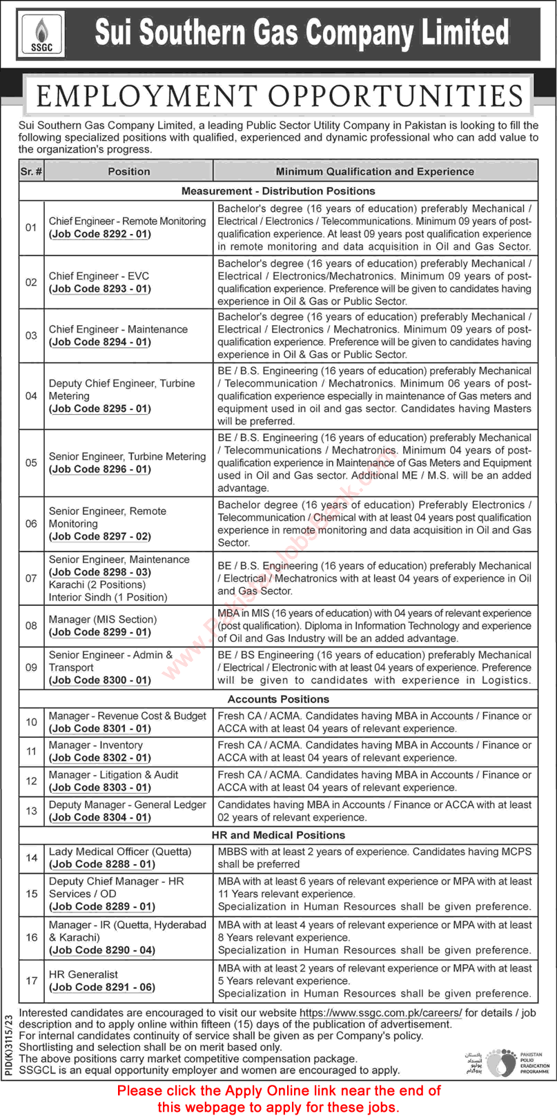 SSGC Jobs May 2024 Apply Online Sui Southern Gas Company Limited Latest