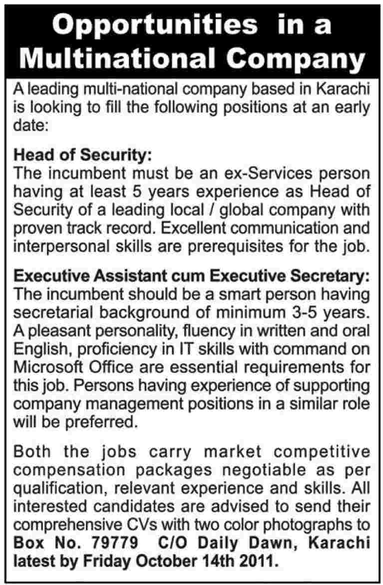 Job Opportunities in a Multinational Company