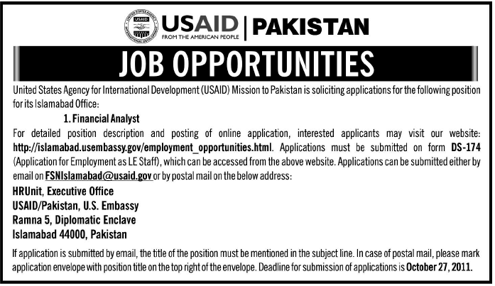 USAID Pakistan Job Opportunities