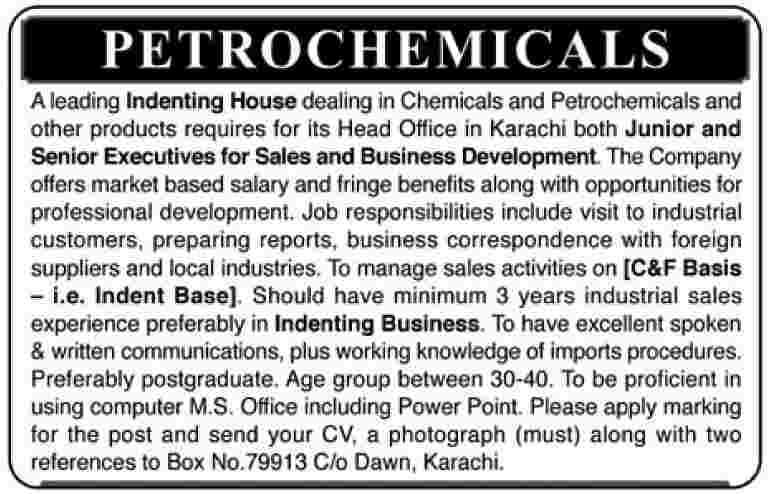 Petrochemicals Required Junior and Senior Executives for Sales and Business Development