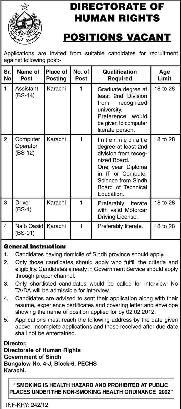 Directorate of Human Rights Jobs Opportunity