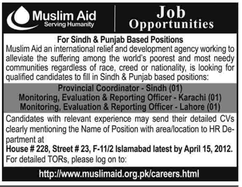 Muslim Aid (NGO) Jobs