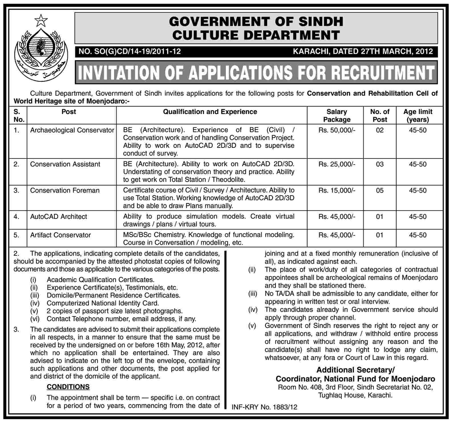 Jobs in Culture Department Government of Sindh (Gov. job)