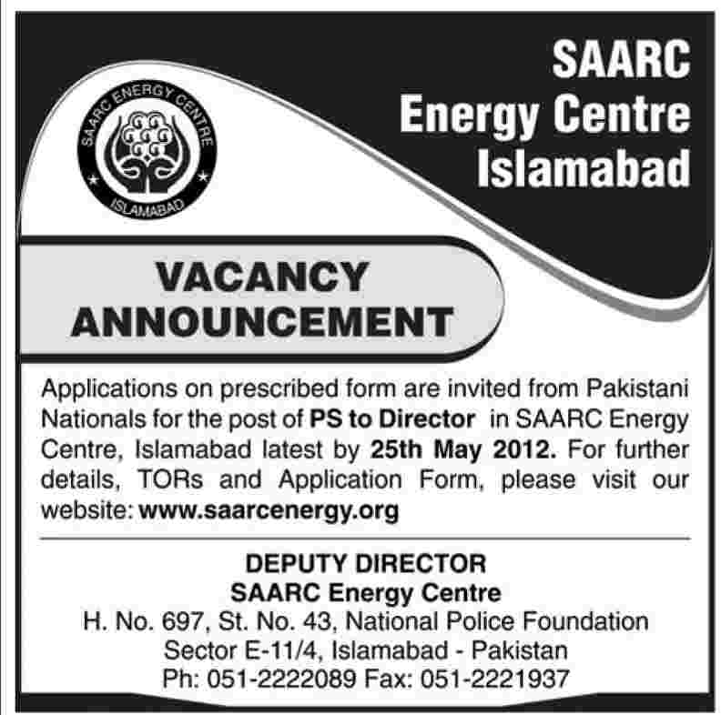 PS to Director in SAARC Energy Centre (Govt. job)