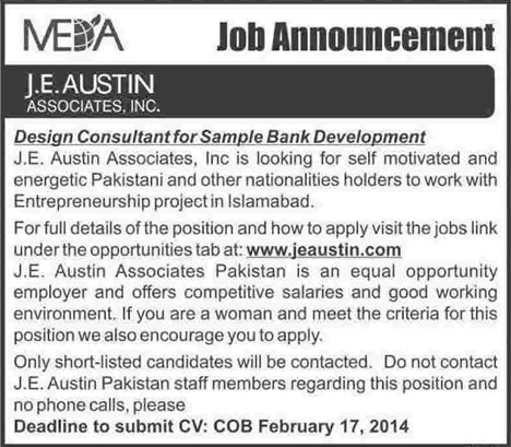 MEDA - J.E. Austin Associates Inc. Jobs 2014 February for Design Consultant for Sample Bank Development