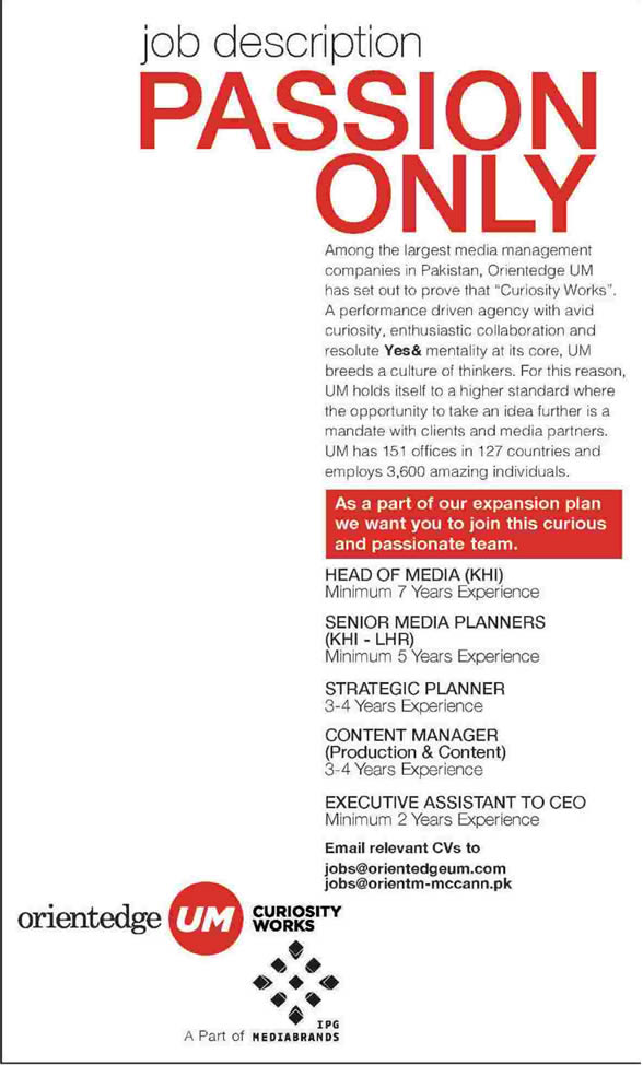 Orientedge UM Jobs 2014 February for Media Head / Planners, Concept Manager, Assistant & Strategic Planners