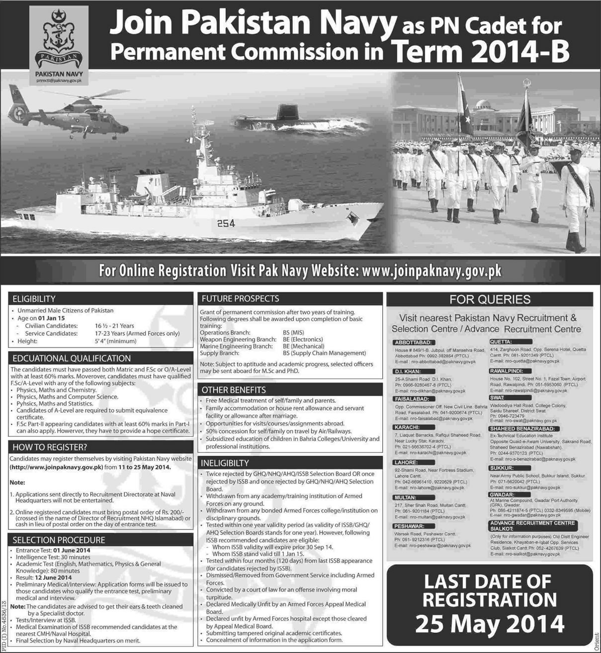 Join Pak Navy as PN Cadet 2014 - B Term for Permanent Commission
