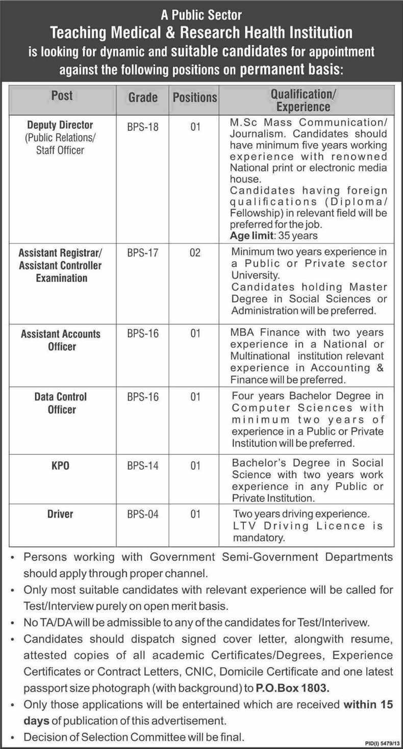PO Box 1803 Jobs 2014 June in Teaching Medical & Research Health Institution