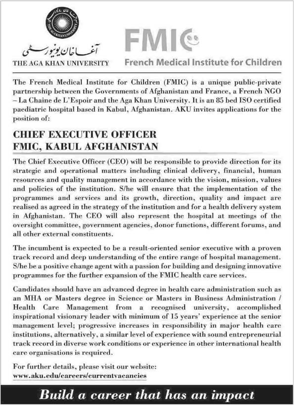 Aga Khan University Jobs 2014 July for French Medical Institute for Children