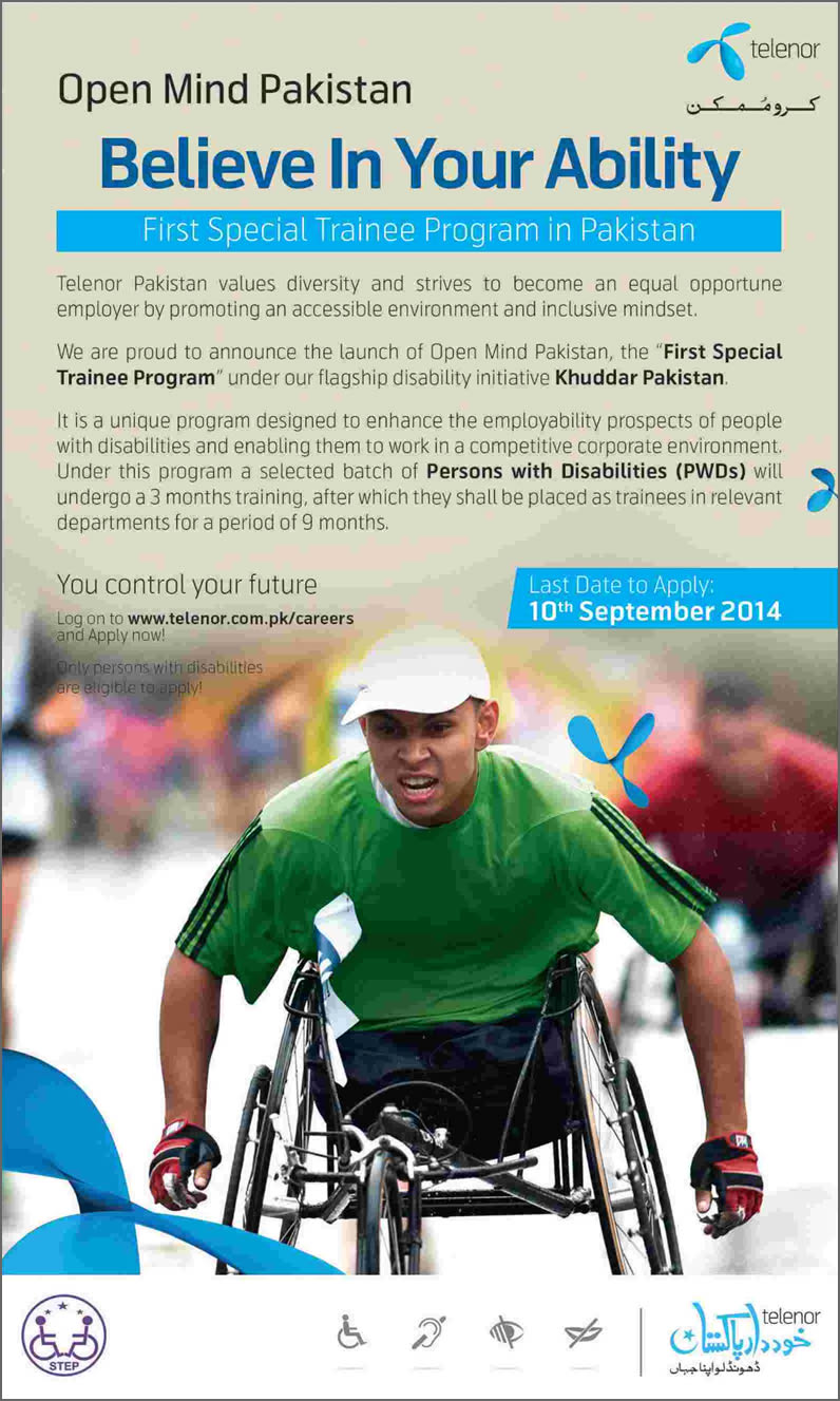 Telenor Special Trainee Program 2014 August / September for Disabled