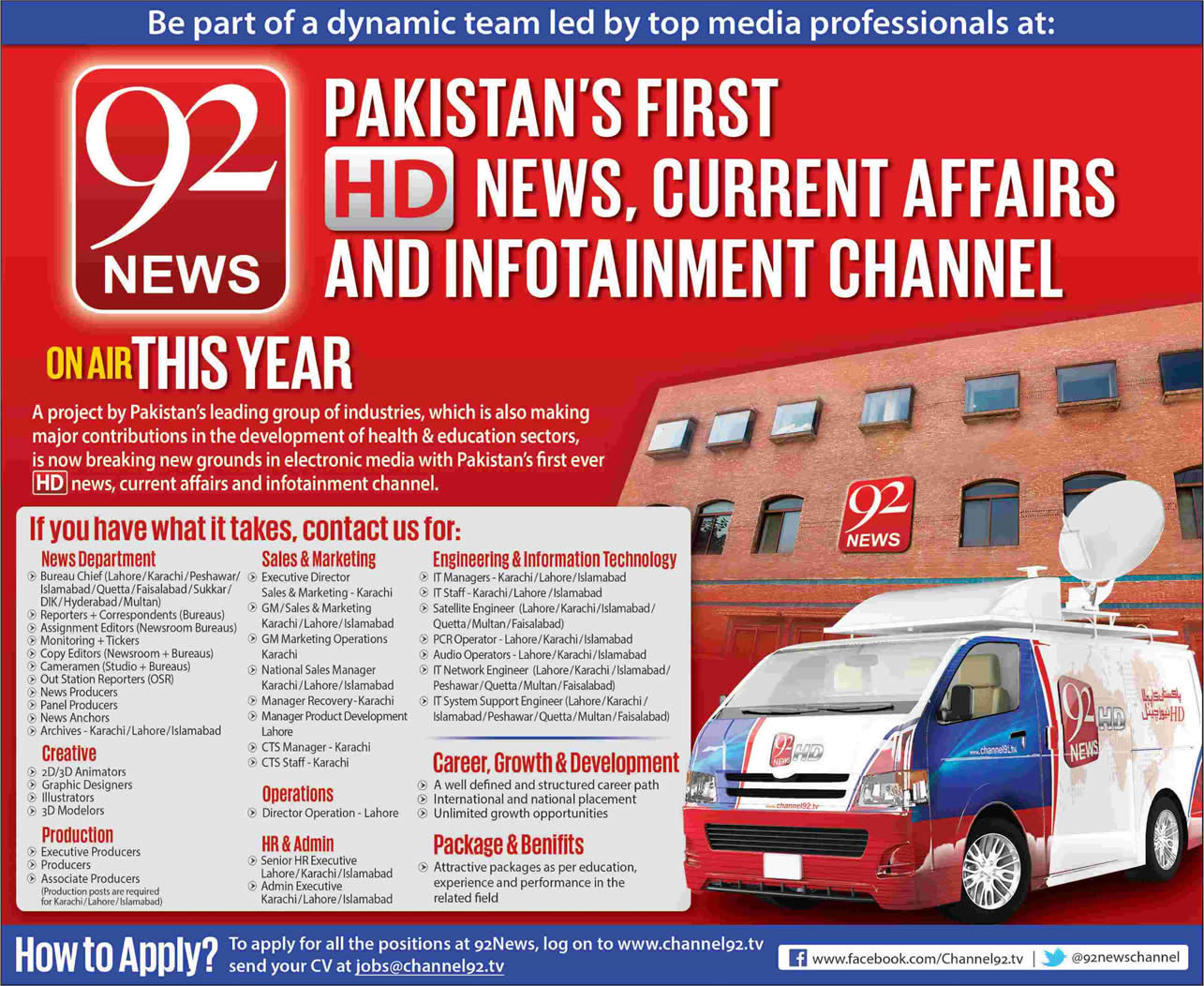 Channel 92 Pakistan Jobs 2014 92 News TV Channel Advertisement Dawn