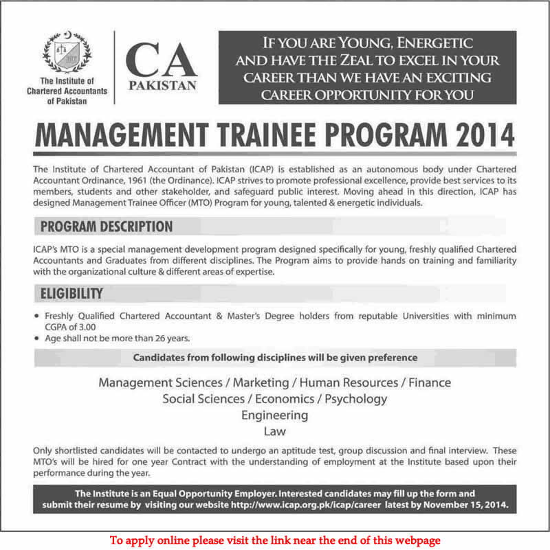ICAP Management Trainee Program 2014 November MTO Apply Online Latest