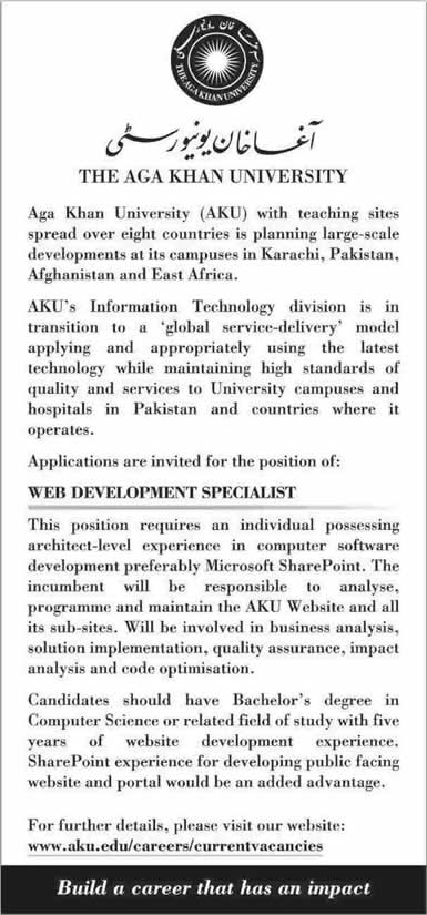 Web Developer Jobs in Karachi 2014 December Aga Khan University