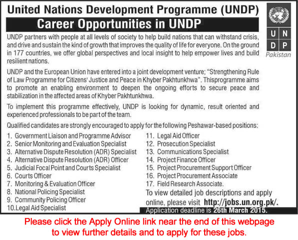 UNDP Pakistan Jobs 2015 March Apply Online United Nations Development Programme Latest