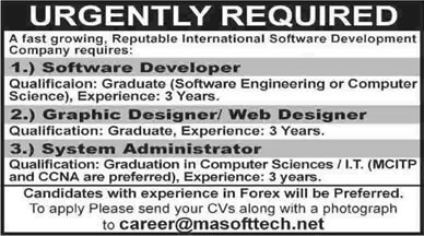 Software Developer, Graphic Designer & System Administrator Jobs in Pakistan 2015 March / April