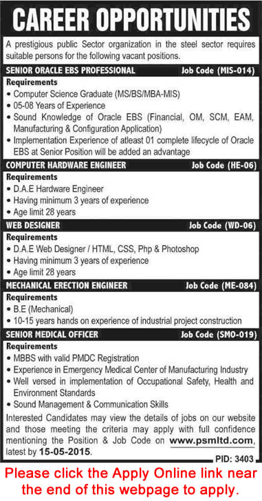 Peoples Steel Mills Jobs 2015 May Apply Online Web Designer, Medical Officer & Others Latest