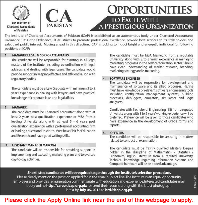 ICAP Pakistan Jobs 2015 Apply Online June Managers, Software Engineers & Officers
