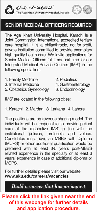 Aga Khan University Hospital Karachi Jobs 2015 August / September Medical Officers at IMS Centers