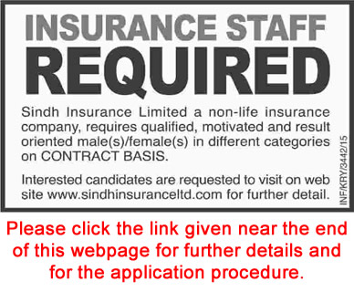 Sindh Insurance Limited Jobs 2015 October Admin, Claims, Accounts, IT & Support Staff Latest