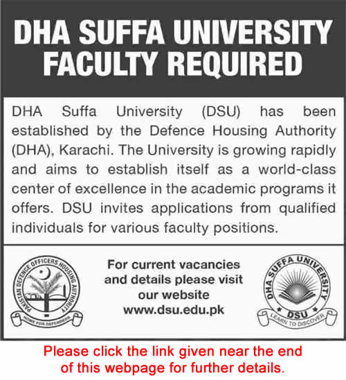 DHA Suffa University Karachi Jobs 2015 November Teaching Faculty Application Form Download