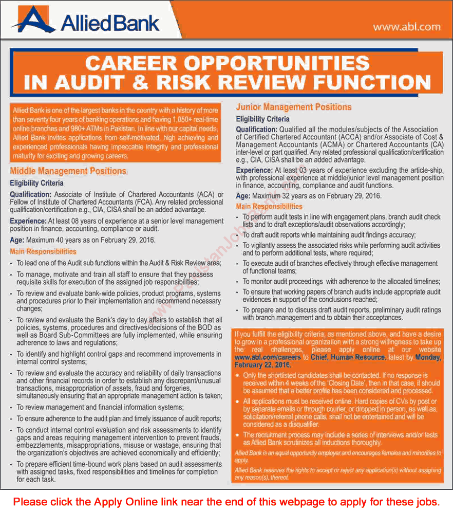 Allied Bank Jobs February 2016 ABL Apply Online Junior & Middle Management Positions Latest