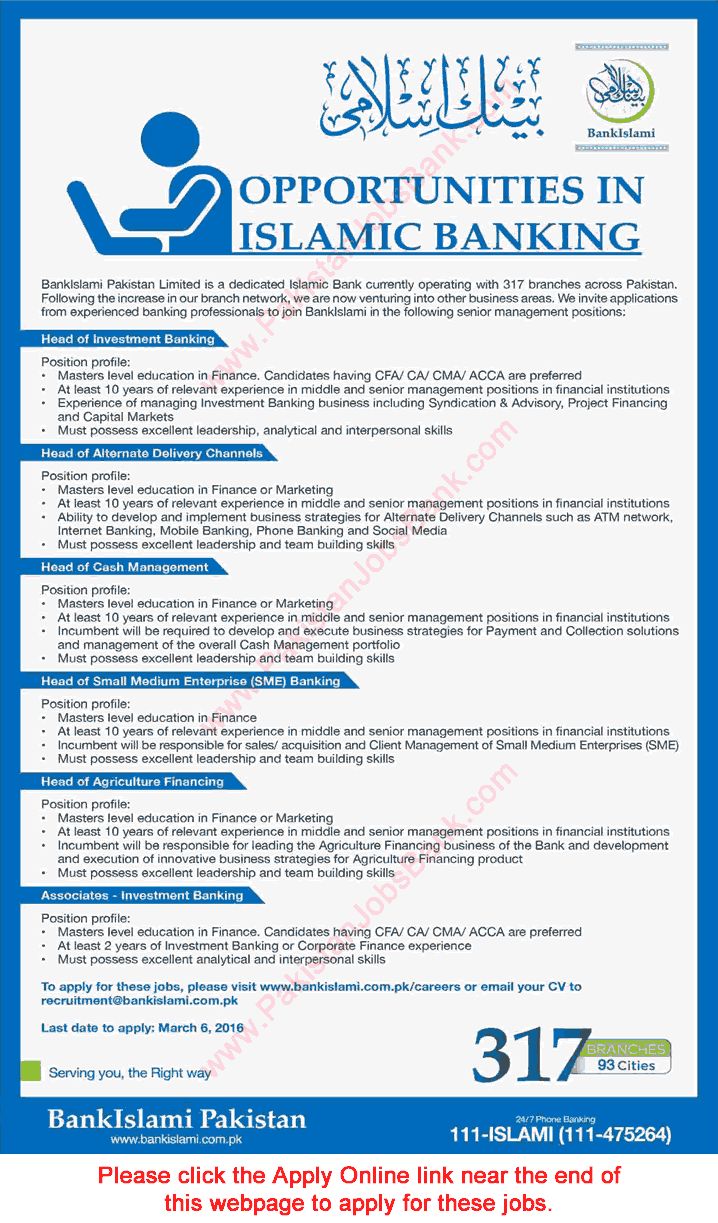 Bank Islami Jobs 2016 February Apply Online Associates & Senior Management Positions Latest