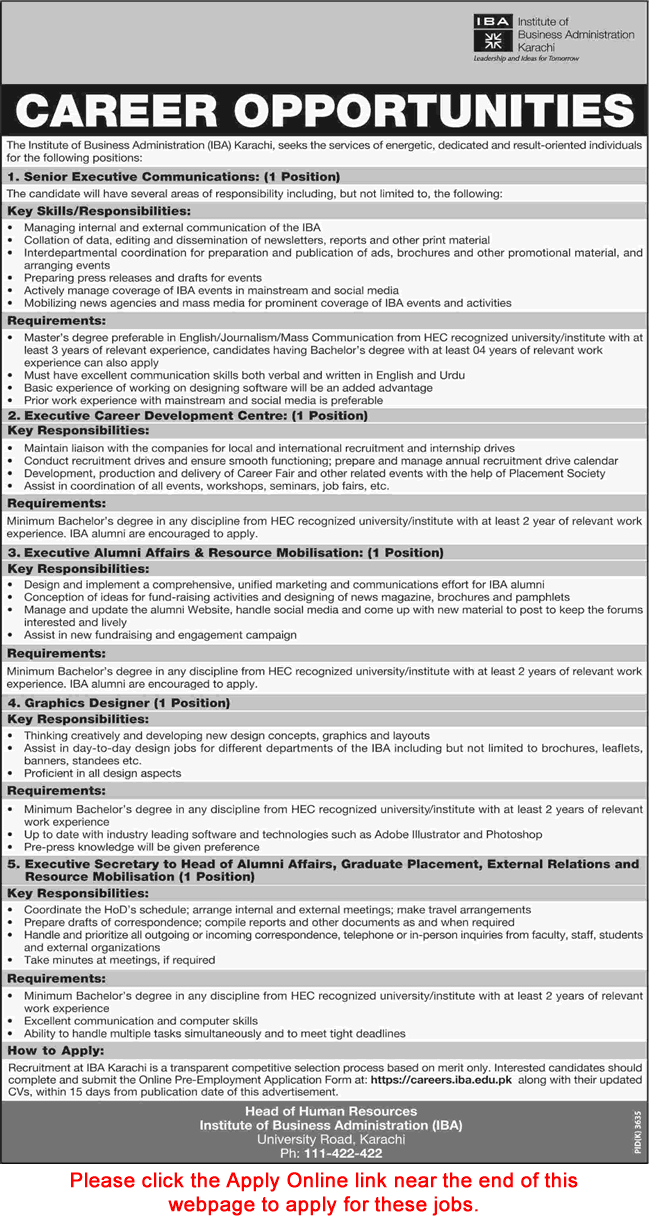 IBA Karachi Jobs April 2018 Apply Online Institute of Business Administration Latest