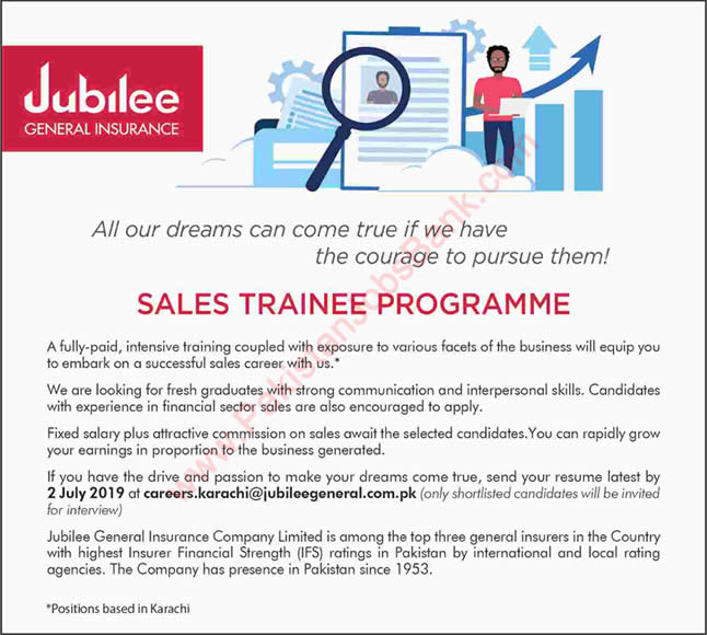 Jubilee Life Insurance Sales Trainee Program June 2019 Sales Jobs Latest