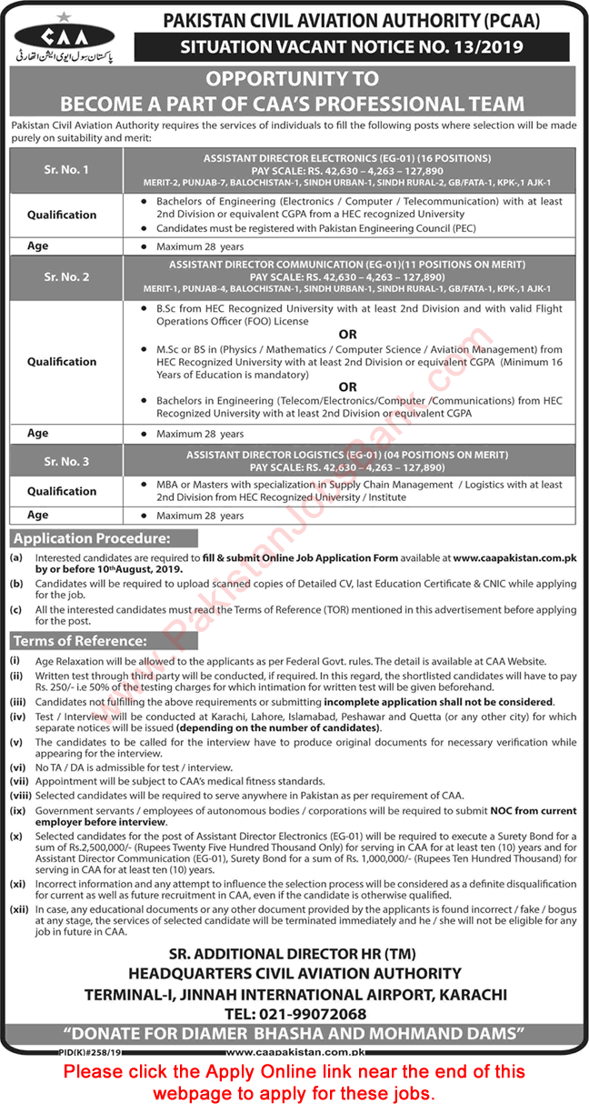 Assistant Director Jobs in Civil Aviation Authority July 2019 Apply Online CAA Latest