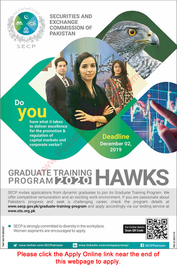 SECP Graduate Training Program 2020 OTS Online Apply Securities and Exchange Commission of Pakistan Latest