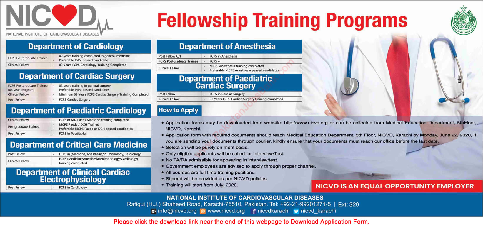 NICVD Fellowship Training Program 2020 June Application Form National Institute of Cardiovascular Diseases Latest