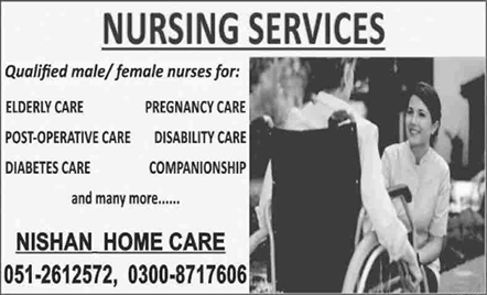 Nurse Jobs in Islamabad / Rawalpindi June 2020 at Nishan Home Care Latest