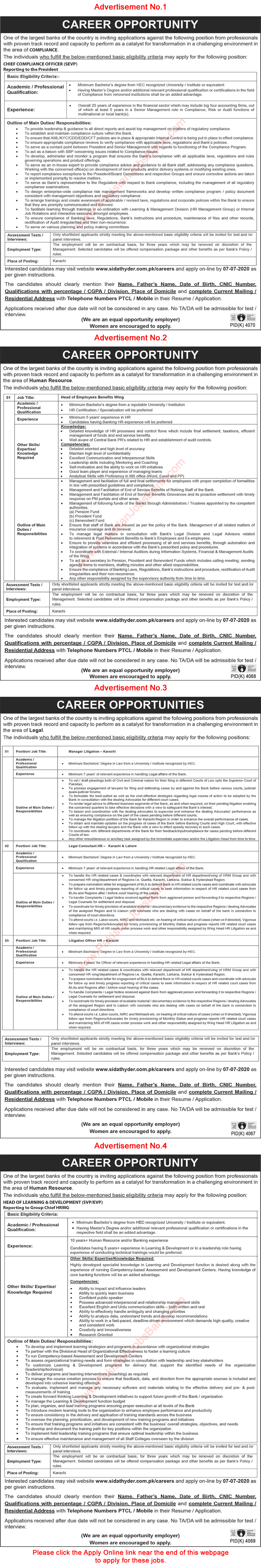 Banking Jobs in Karachi June 2020 July Apply Online Litigation Manager / Officer & Others Latest