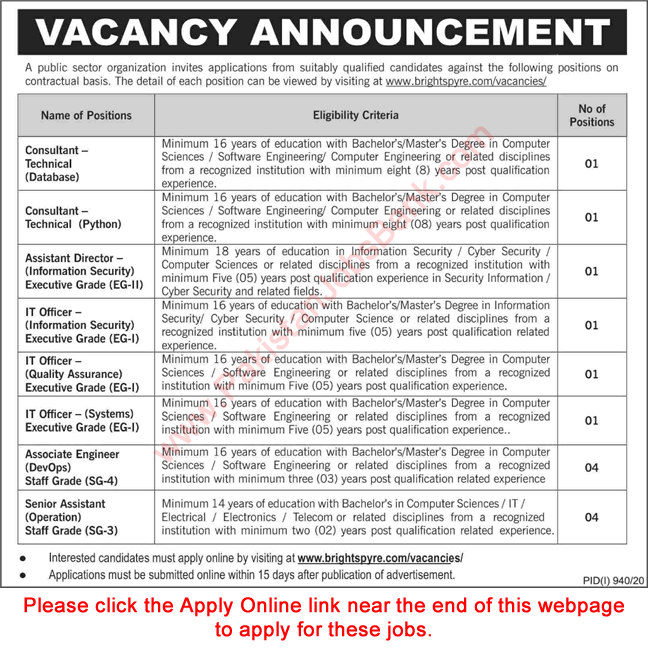 Public Sector Organization Jobs August 2020 Apply Online IT Officers, Senior Assistant & Others Latest