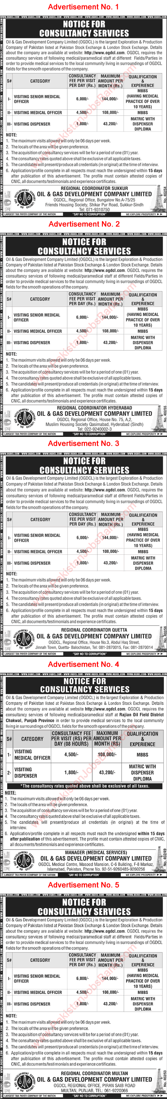 OGDCL Jobs May 2021 Visiting Medical Officers & Dispensers Oil and Gas Development Company Limited Latest