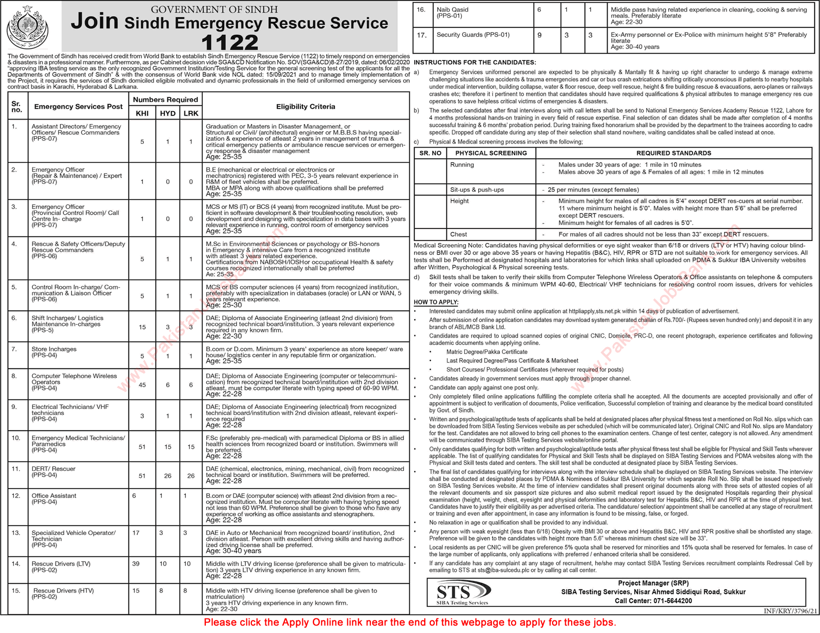 Rescue 1122 Sindh Jobs 2021 October STS Apply Online DERT Rescuers, Drivers & Others Latest