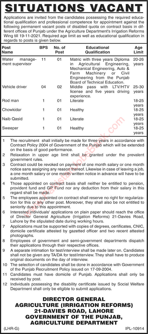 Agriculture Department Punjab Jobs 2021 October Drivers & Others Latest