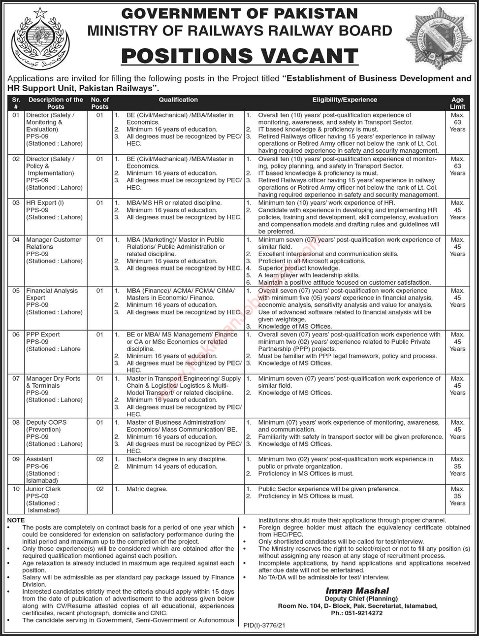 Ministry of Railways Jobs December 2021 Assistants, Clerks & Others Latest