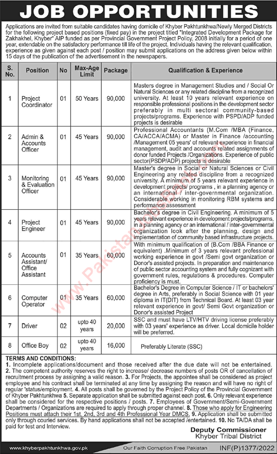 Deputy Commissioner Khyber Jobs 2022 March Tribal District Drivers & Others Latest