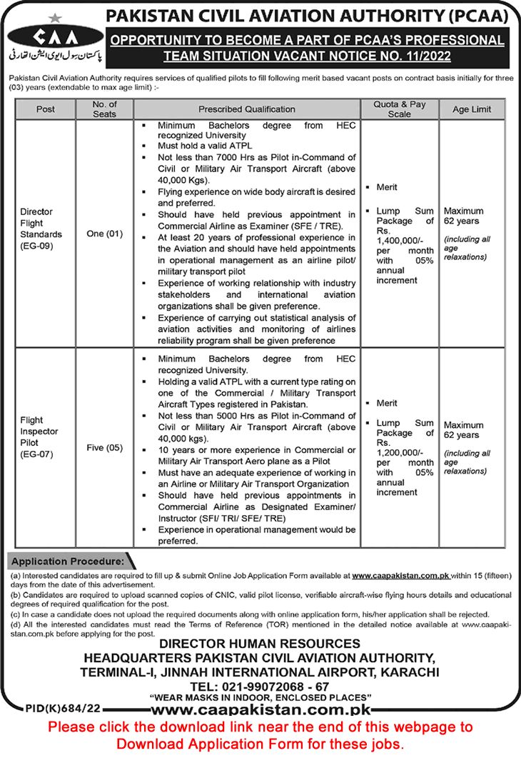 Pakistan Civil Aviation Authority Jobs September 2022 Application Form CAA Latest
