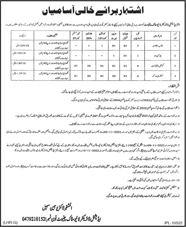 Livestock Department Chiniot Jobs 2022 October Cattle Attendants, Sanitary Workers & Others Latest