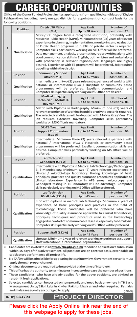National TB Control Program Jobs June 2023 Apply Online NTP District TB Officers & Others Latest