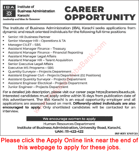 Institute of Business Administraiton Karachi Jobs August 2023 Apply Online IBA Latest