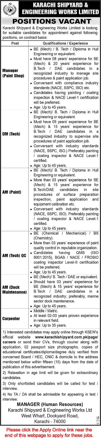 Karachi Shipyard and Engineering Works Jobs October 2023 Apply Online Assistant Managers & Others Latest