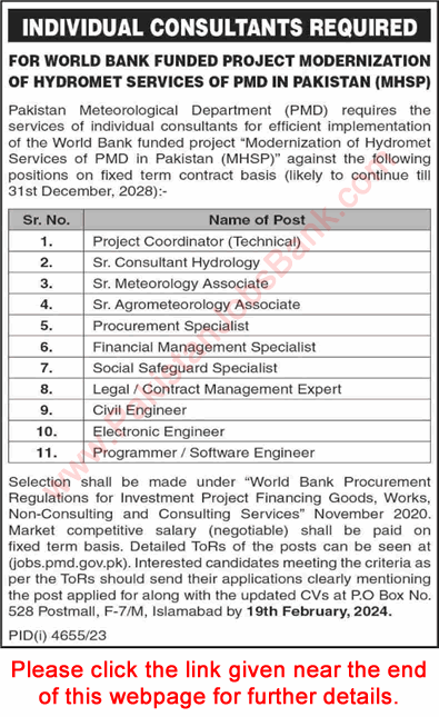 Pakistan Meteorological Department Jobs February 2024 PMD Islamabad Consultants Latest