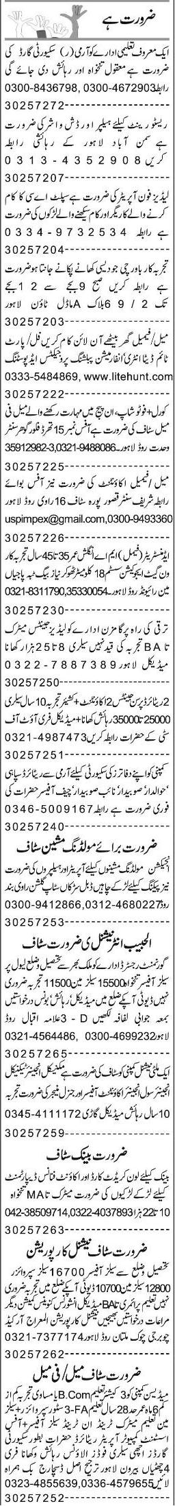 Misc. Jobs in Lahore Classified -1