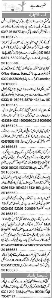 Misc. Jobs in Islamabad/Rawalpindi Classified