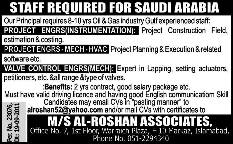 Staff Required for Saudi Arabia