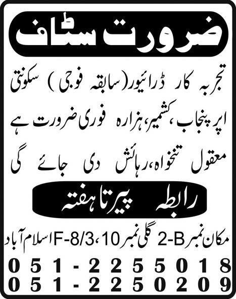 Security Staff Required in Islamabad