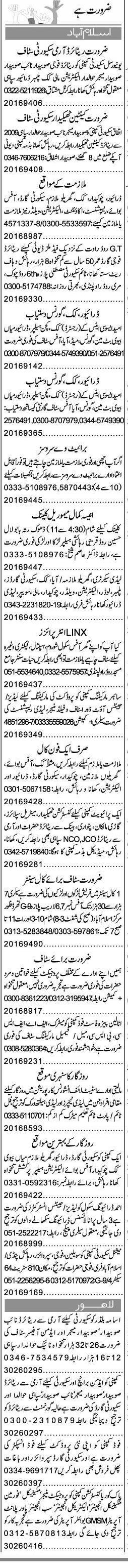 Misc. Jobs in Islamabad Express Classified 1